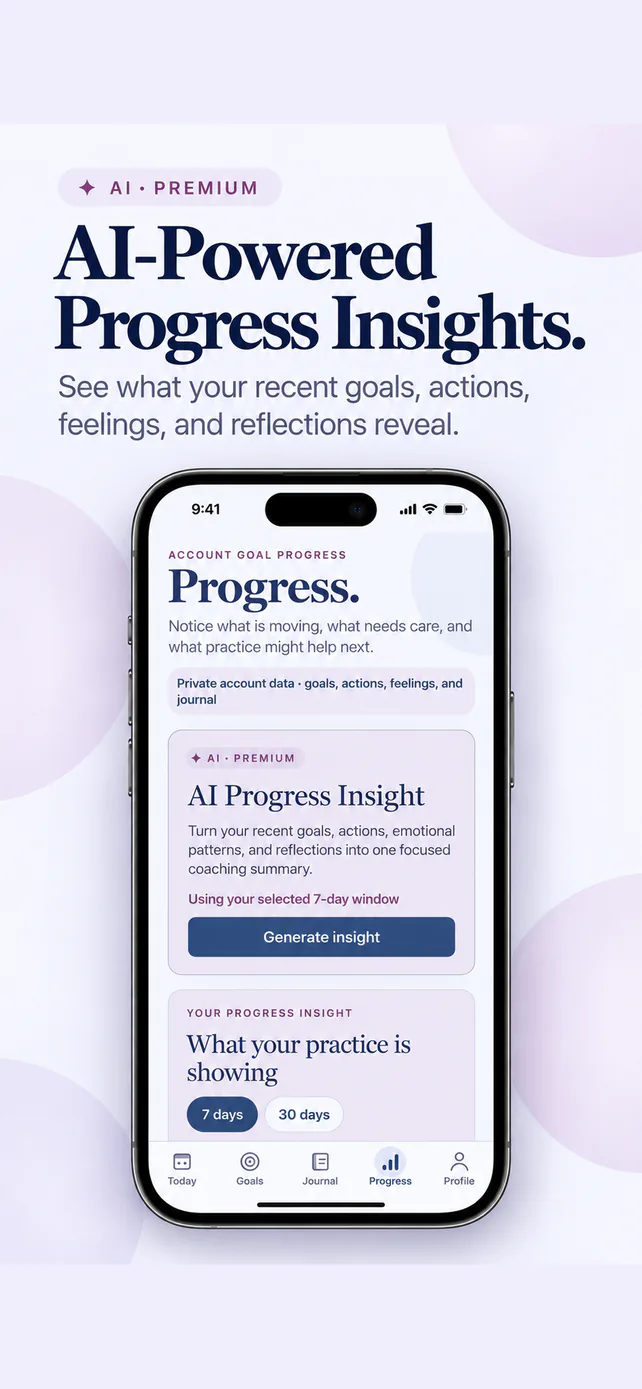 AI progress insights screen highlighting patterns and next steps
